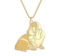 LUTAKU Collana con ciondolo a forma di cane seduto Basset Hound per le donne, Collana con ciondolo a forma di cane, Accessori per gioielli con animali in acciaio inossidabile, Eén maat, Acciaio