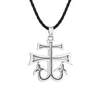 LUTAKU Collana con ciondolo a forma di croce della chiesa serba russa vintage per uomo croce di Studenica Amuleto Monastero gioielli protezione collare, Pelle