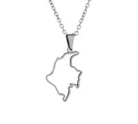 LUTAKU Collana con ciondolo a forma di mappa della Colombia e città, per donne e uomini, in acciaio inox, accessorio per gioielli, Misura unica, Acciaio inossidabile, Nessuna pietra preziosa