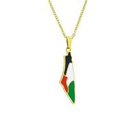 LUTAKU Collana con ciondolo a forma di mappa di Israele, unisex, con ciondolo a forma di mappa della Palestina, accessorio per gioielli palestinesi, Misura unica, Acciaio inossidabile, Nessuna pietra