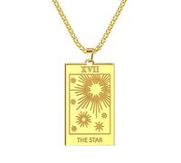 LUTAKU Collana con ciondolo con carta dei tarocchi per uomini e donne, in acciaio inossidabile con luna, sole e stella, gioielli dei tarocchi, regalo per la migliore amica, 60cm, Acciaio inossidabile
