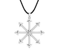 LUTAKU Collana con ciondolo magico a forma di stella del caos, con simbolo della cabala, per uomini e donne, ciondolo a forma di caosfera, amuleto, simbolo satanico, amuleto, Pelle