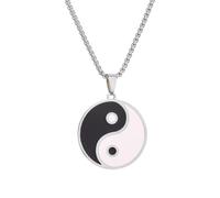 LUTAKU Collana con simbolo Tai Chi per donne e uomini, collana con ciondolo con simbolo Tai Chi, accessori per gioielli con bandiera in acciaio inossidabile, one size, Acciaio inossidabile, Non pietra