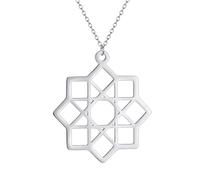 LUTAKU Collana da donna, con ciondolo a forma di ottagramma yoga, con 8 punti, con ciondolo a forma di stella mandala, ciondolo a forma di geometria sacra, gioiello con mandala ottagon, Acciaio