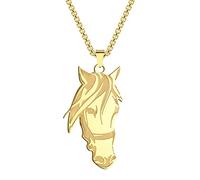 LUTAKU Collana da uomo con ciondolo a forma di cavallo, in acciaio inox 316L, unisex, con ciondolo a forma di animale, per uomo, Acciaio inossidabile, Senza pietre preziose