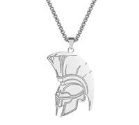LUTAKU Sparta Leonidas Collana con elmetto per donne uomini ragazzi antichi guerrieri greci talismano pendenti in acciaio inossidabile 316L catene gioielli hip hop per uomo, Acciaio inossidabile,