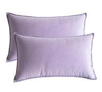 Lutanky Confezione da 2 federe per cuscini in velluto, color viola taro, decorative, rettangolari, morbide, flange, per divano, camera da letto, con cerniera invisibile, 30 x 50 cm