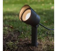LUTEC Faretto a LED con picchetto EXPLORER, grigio scuro, Ø 9 cm, IP54 Lutec