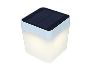 Lutec Table Cube Lampada da Tavolo a LED con Pannello Solare Integrato, 1 watts, Bianco, 13.3 x 12 cm