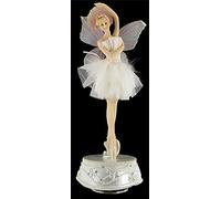 Lutèce Créations Carillon Animato a Forma di Ballerina automa Musicale in Porcellana con tutù in Tulle, Carillon e meccanismo Musicale a Molla di 18 Note - Il Valzer dei Fiori (P. I. Tchaikovsky)