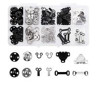 LUTER 100 ganci per gonna, bottoni a pressione da cucire, chiusure a gancio e occhio, 50 paia di fissaggi da cucire per gonna, reggiseno, pantaloni, abbigliamento (nero, argento)