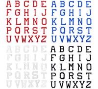 LUTER 104 pezzi Lettera da Cucire - Lettere termoadesive, lettere dalla A alla Z stirare su patch, ricamate toppe per abbigliamento, artigianato, rosso, blu, bianco, nero