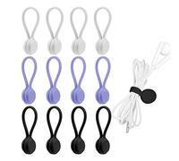 LUTER 12 pezzi clip magnetiche, cinghie per cavi organizer, cavo fascette per cavi riutilizzabili in silicone per portachiavi linea di auricolari cavi ricarica USB penne (nero, bianco e grigio)