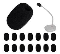 LUTER 15 Pezzi Mini Protezioni Antivento per Microfono, Schiuma ad Alta Densità Copertura per Microfono in Spugna Protezione per Microfoni Lavalier (Nero)