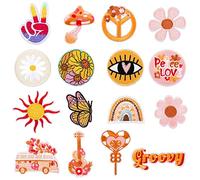 LUTER 16 Pezzi Toppe Termoadesive, Colorate Toppe Ricamate Toppe Hippie da Cucire Toppe Carine Decorazione per Artigianato Fai Da Te Vestiti Jeans