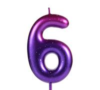 LUTER 2,36 Pollici Candeline Numero Viola e Blu, Numeri Candele Compleanno Candele Sfumate Toppers per Torta di Cera Decorazioni per Feste a Tema Sirena Compleanno Anniversario di Matrimonio (6)