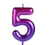 LUTER 2,36 Pollici Candeline Numero Viola e Blu, Numeri Candele Compleanno Candele Sfumate Toppers per Torta di Cera Decorazioni per Feste a Tema Sirena Compleanno Anniversario di Matrimonio (5)