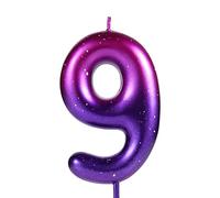 LUTER 2,36 Pollici Candeline Numero Viola e Blu, Numeri Candele Compleanno Candele Sfumate Toppers per Torta di Cera Decorazioni per Feste a Tema Sirena Compleanno Anniversario di Matrimonio (9)