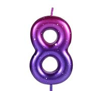 LUTER 2,36 Pollici Candeline Numero Viola e Blu, Numeri Candele Compleanno Candele Sfumate Toppers per Torta di Cera Decorazioni per Feste a Tema Sirena Compleanno Anniversario di Matrimonio (8)