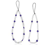 LUTER 2 Pezzi Telefono Charm, Rotondo Forma Speciale Cordino con Perline Malocchio Anti-smarrimento Cinturino da Polso per Telefono Carino Cordino con Perline Malocchio per Uomo Donna Coppia