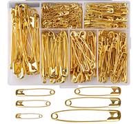 LUTER 250 Pezzi 6 Taglie Spille da Balia Grande e Piccolo Spille da Balia Durevole, Resistente alla ruggine per Cucito Artigianale Creazione di Gioielli Uso dell'ufficio Domestico (Oro)