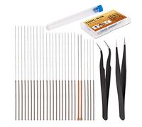 LUTER 28 Pezzi Kit di Pulizia Ugello Stampante 3D 3D Printer Accessories includere 26 Pezzi 0,15mm, 0,25mm, 0,35mm, 0,4mm Aghi per la Pulizia 2 Pezzi Pinzetta