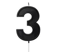LUTER 3,94 pollici Candeline Compleanno, Candele Nere per Torta di Compleanno Candele con Numeri Cake Topper Compleanno per Matrimoni Feste Bambini Adulti Numero 3