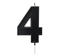 LUTER 3,94 pollici Candeline Compleanno, Candele Nere per Torta di Compleanno Candele con Numeri Cake Topper Compleanno per Matrimoni Feste Bambini Adulti Numero 4