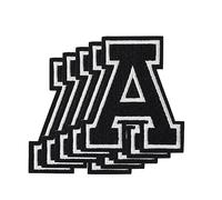 LUTER 5 Pezzi Toppe con Lettere Termoadesive e Cucite Ricami per 8cm Toppe per Vestiti Alfabeto Patch Lettere Termoadesive per Tessuti Giacche Jeans Borse Zaini Cappelli Fai-Da-Te(A)