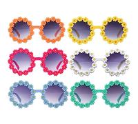 LUTER 6pz Occhiali da Sole a Forma di Fiore, Colorati a Margherita per Bambini Kit Rotondo per Ragazze Feste Articoli da Spiaggia (6 Colori)