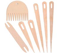 LUTER 7 Pezzi Set di Bastoncini Per Telaio a Mano in Legno, Inclusi 5 Pezzi di Ago per Tessitura in Legno, 1 Pezzo di Navetta in Legno, 1 Pezzo di Pettine per Tessitura in Legno per Lavori a Maglia
