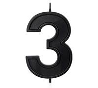 LUTER 7cm Candele di Compleanno con Numeri, Forma di Diamante 3D Numeri Candele Grandi per Torta di Compleanno Decorazione per Torte per Matrimonio Anniversario Laurea Festa Bambini Adulti (Nero)(3)