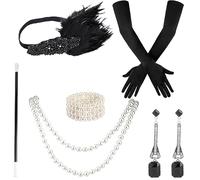 Luter Accessori Flapper Anni 20, Accessori Flapper Guanti Anni 20 per Gatsby Ottimo per Gatsby Headband Flapper Bracciale Perle per Gatsby Costume da Donna per Ragazze