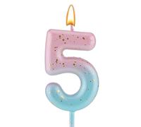 LUTER Candela con Lettera con Numero Gradiente, Candele di Compleanno con Gradiente Rosa Blu per Torta Candele di Compleanno con Lettera con Numeri Decorazione Compleanno Matrimonio (5)