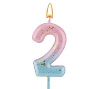 LUTER Candela con Lettera con Numero Gradiente, Candele di Compleanno con Gradiente Rosa Blu per Torta Candele di Compleanno con Lettera con Numeri Decorazione Compleanno Matrimonio (2)