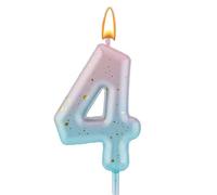 LUTER Candela con Lettera con Numero Gradiente, Candele di Compleanno con Gradiente Rosa Blu per Torta Candele di Compleanno con Lettera con Numeri Decorazione Compleanno Matrimonio (4)