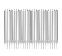 LUTER Candela di candela in metallo lunga candela di compleanno con supporto argento candele per torta per la decorazione di festa di nozze di compleanno(24 pezzi)