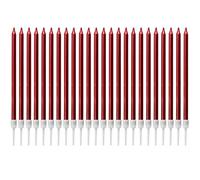 LUTER Candela di candela lunga candela rossa di compleanno con supporto candele per torta per la decorazione di festa di nozze di compleanno(24 pezzi)