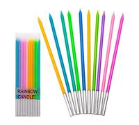 LUTER Candela in metallo a lunga candela, colore arcobaleno, candele di compleanno con supporto candele per torta per la decorazione di festa di nozze di compleanno (20 pezzi)