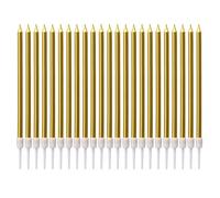 LUTER Candela in metallo lunga candela oro candele di compleanno con supporto candele per torta per la decorazione di festa di nozze di compleanno(24 pezzi)