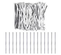 LUTER Cravatte intrecciate in carta bianca Fascette per borsa riutilizzabili Cravatte intrecciate in carta sacchetti di caramella, snack, torte, forniture per feste (750 pezzi/argento), atmosfera di
