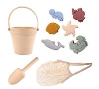 LUTER Giocattoli di Sabbia per Bambini, Morbido Set di Giochi da Spiaggia in Silicone Include Secchio da Spiaggia Pala 6 Stampi per Animali Marini Borsa da Spiaggia Portatile per Bambini 4-10 (9pz)