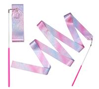 LUTER Nastri da Ballo, 2 Pezzi 2 m Nastro da Ginnastica Ritmica con Bacchetta, Dance Ribbons per Bambini Balli Artistici Allenamento Bomboniere per Feste di Compleanno