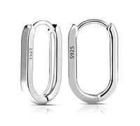 LUTER Orecchini Cerchio Argento S925, 2 Pezzi Orecchini a Cerchio Piccoli per Donna in Argento Sterling 925 Minimalisti a Forma di U S925 Argento Sterling Leggero e Confortevole (Argento)