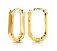 LUTER Orecchini Cerchio Argento S925, 2 Pezzi Orecchini a Cerchio Piccoli per Donna in Argento Sterling 925 Minimalisti a Forma di U S925 Argento Sterling Leggero e Confortevole (D'oro)