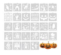 LUTER Set di Stencil per Halloween, 28 Pezzi, Stencil di Halloween in Legno, Stencil per Pittura, Elementi Fantasma Zucca Pipistrello Ragno