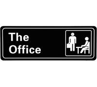 LUTER The Office Sign - Pannello per porta in acrilico, autoadesivo di facile installazione, 3,2 x 9 x 0,2 pollici (bianco e nero)