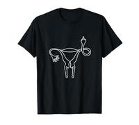 L'utero mostra il dito medio femminista scollo a V, femminismo Maglietta