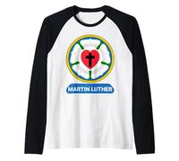 Luterrose Cuore Croce Simbolo Stemma protestante Martin Lutero Maglia con Maniche Raglan