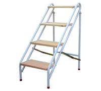 LUTFI Sgabello pieghevole a scala Scaletta a 3/4 gradini in legno pieghevole leggera antiscivolo ascendente a pioli con struttura in metallo ripiano multifunzione Sgabelli(4 Tier)